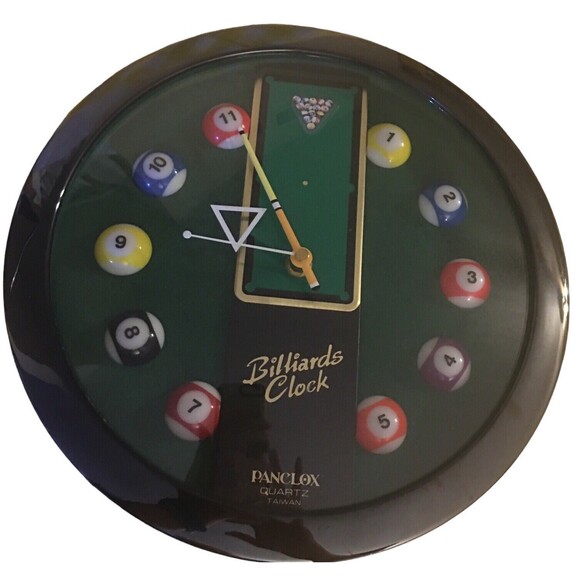 Vintage Billiards Pool Ball Clock 11 in. Round Pool Table Wall Clock Very Unique - Picture 4 of 4